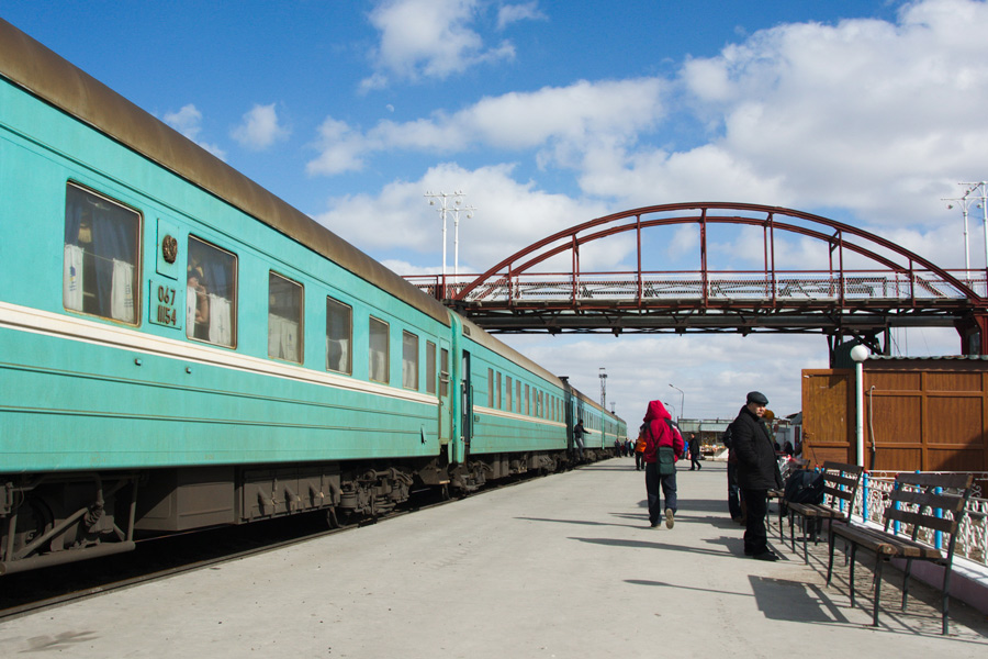 Train at the railway station in Baikonur Train at the railway station in Baikonur