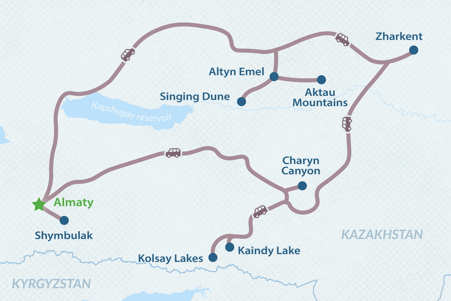 7-day Golden Rings of Seven Rivers Jeep Tour Map