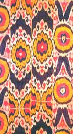 Traditional Uzbek fabric. Fragment.  Bukhara. The 19th century. 