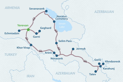 6-Day Armenia Classic Tour Map
