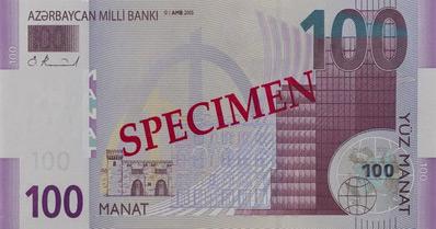 100 manat de azerbaiyán, anverso