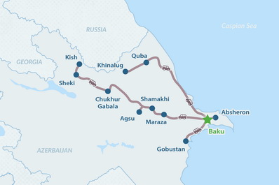 Tour del Patrimonio Mundial de la UNESCO Azerbaiyán de 7 días - en Español Mapa