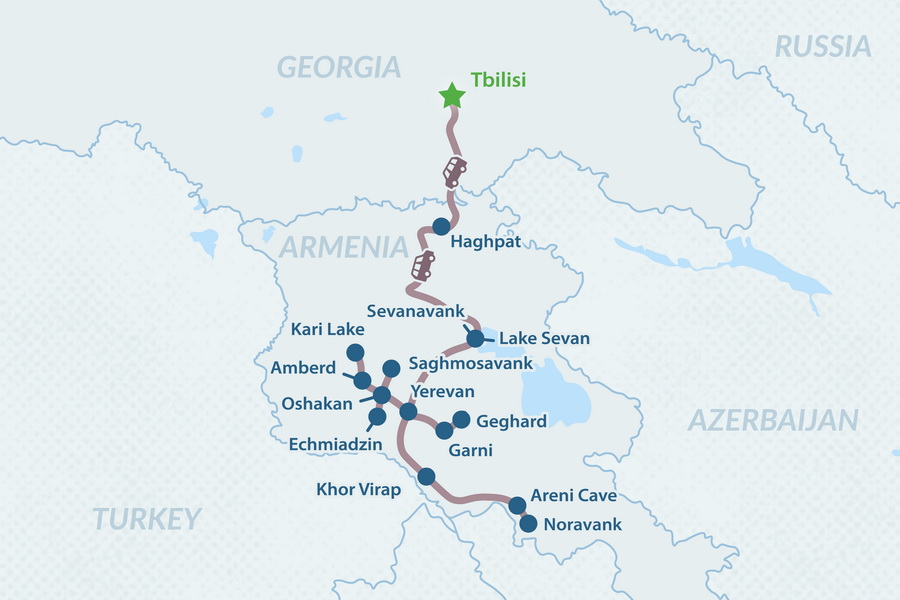 5-day Tour to Armenia from Tbilisi Map