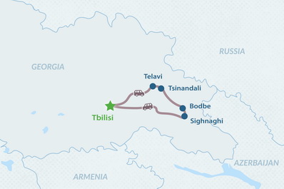 3-day Tbilisi and Kakheti Tour Map