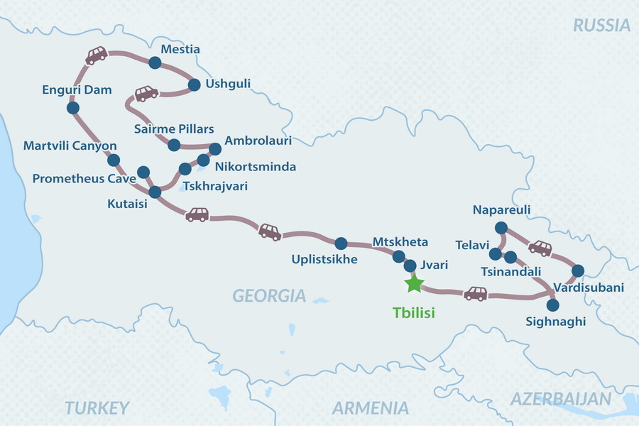 10-day Georgia Village Gastronomy and Culture Tour Map