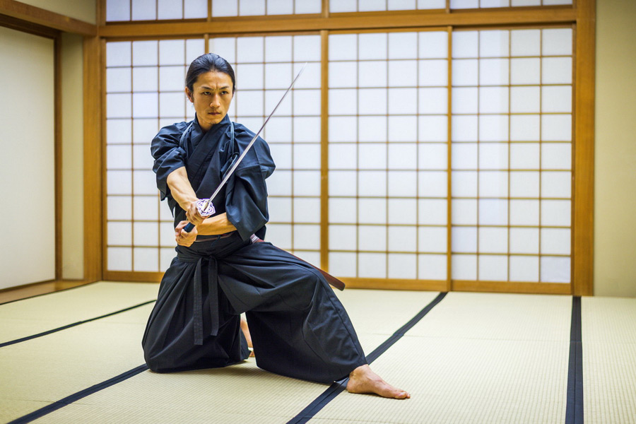 Man Training in Samurai Arts