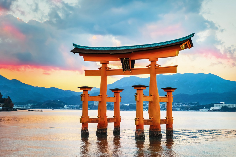 Red Torii Gate of Itsukushima Shrine