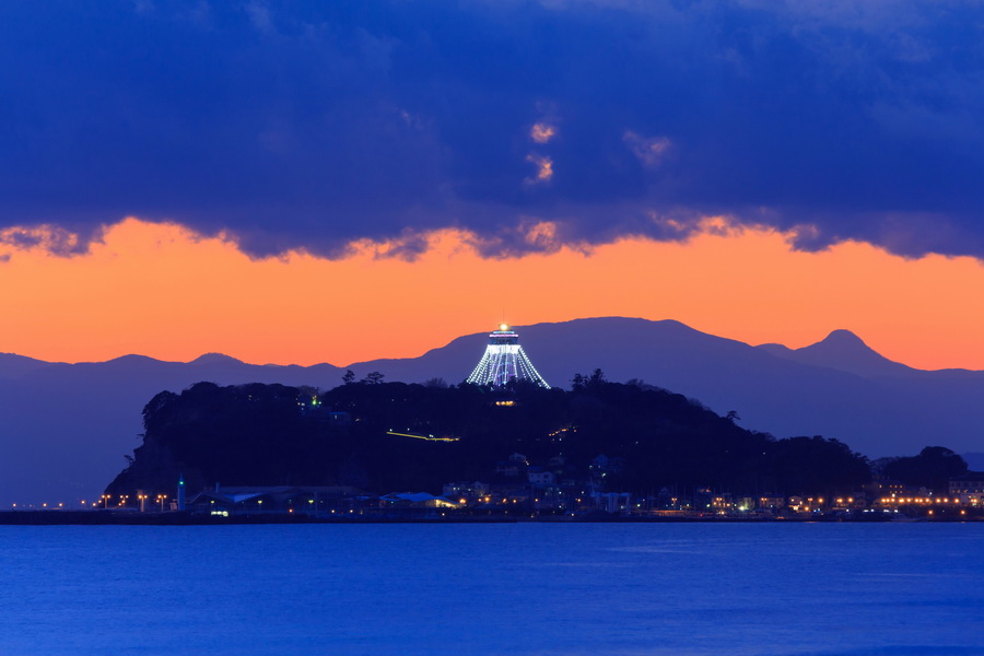 Enoshima Island at Dusk, Kamakura, Japan