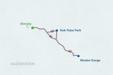 One-day Almaty Layover Tour Map