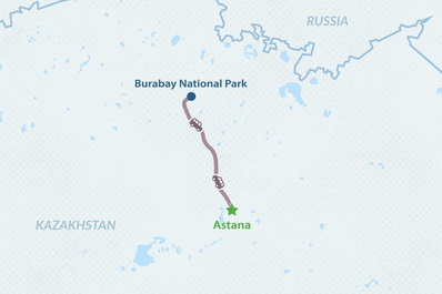 One-day Burabay National Park Tour Map