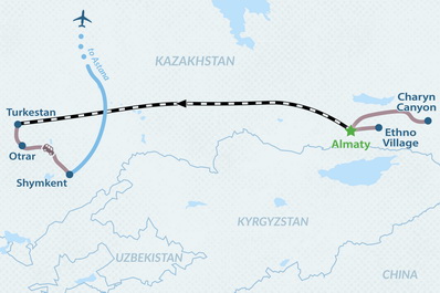 8-day Kazakhstan Classic Tour Map