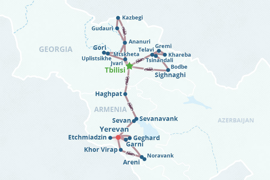 Georgia Armenia Group Tour Map Big 