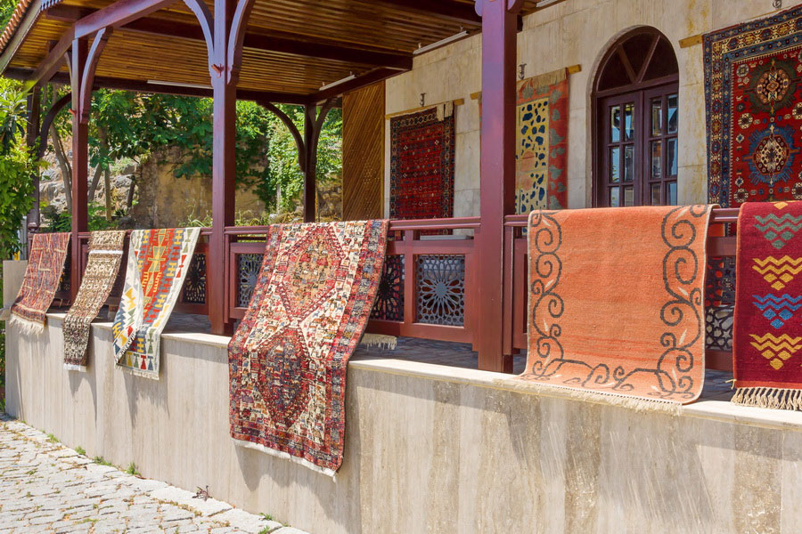 Sale of Carpets. Bazaar in Alanya