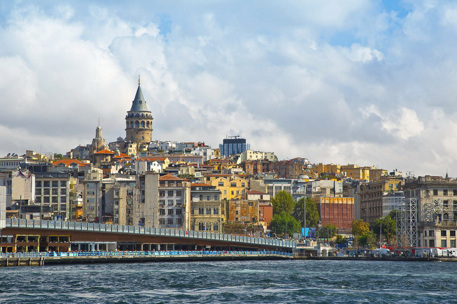 View of the Galata Tower and Galata Bridge, Istanbul