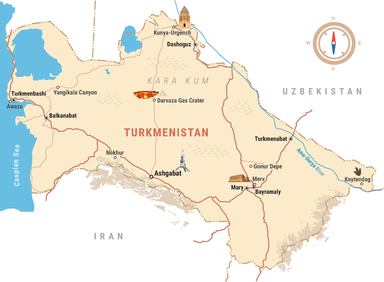 Туркменистан карта географическая