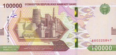 100000 sum ouzbek, recto