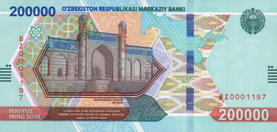 200000 uzbek sum, anverso