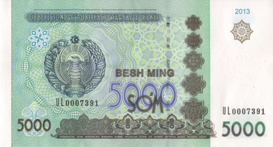 5000 sum ouzbek, recto