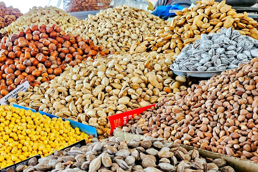 Nuts at Chorsu Bazaar, Tashkent