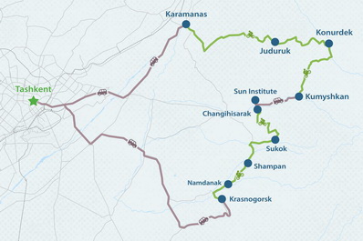 2-day Cycling Tour in the surroundings of Tashkent Map
