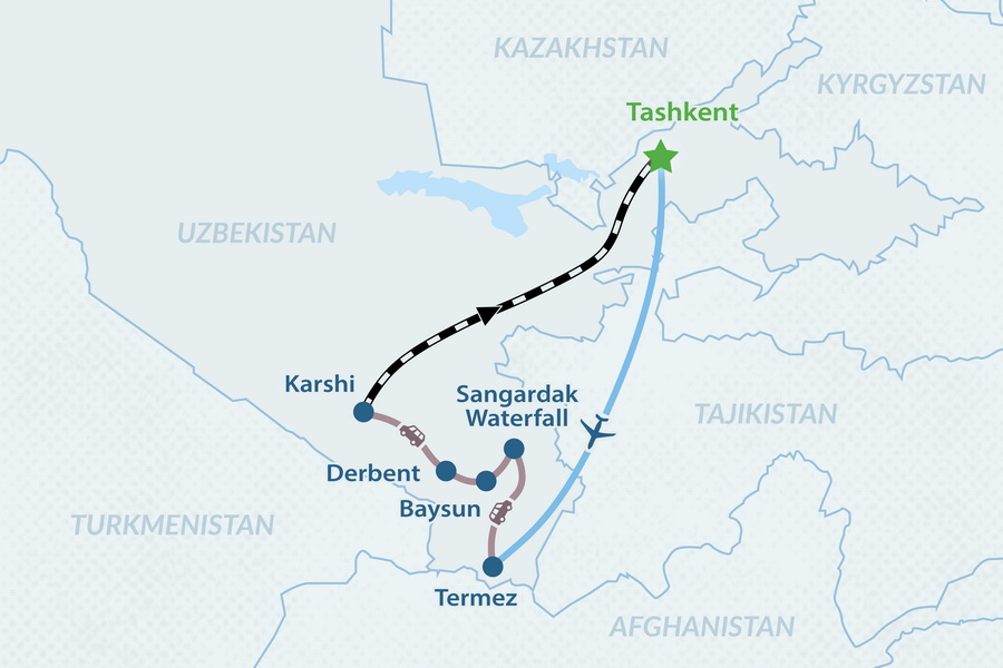 3-day Tour to Termez from Tashkent Map