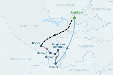 3-day Tour to Termez from Tashkent Map